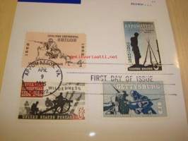 USA:n sisällisota Civil War Appomatox 1865-1965 USA maxi-ensipäiväkortti FDC neljällä erilaisella postimerkillä