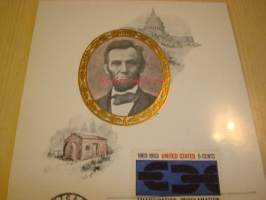 Presidentti Lincoln The Emancipation Proclamation 1963 USA maxi-ensipäiväkortti FDC kolmella erilaisella postimerkillä