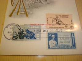 USA:n sisällisota Civil War The Battle of Gettysburg 1863-1963 USA maxi-ensipäiväkortti FDC kolmella erilaisella postimerkillä