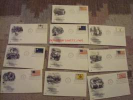 Täysi sarja 10 erilaista Historic Flag Series 1968 USA ensipäiväkuoret FDC