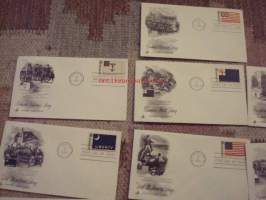 Täysi sarja 10 erilaista Historic Flag Series 1968 USA ensipäiväkuoret FDC