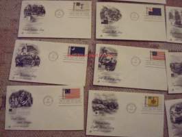 Täysi sarja 10 erilaista Historic Flag Series 1968 USA ensipäiväkuoret FDC