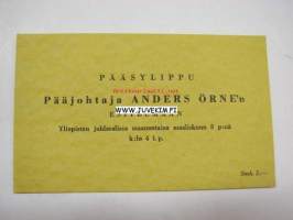 Pääsylippu Pääjohtaja Anders Örne´n esitelmään