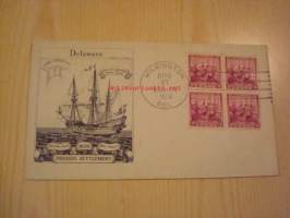 New Sweden Colony in Delaware 300th Anniversary 1638-1938 USA ensipäiväkuori FDC Ruotsin ja Suomen siirtokunnan matka Pohjois-Amerikkaan, minulla on myös vuoden