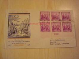 New Sweden Colony in Delaware 300th Anniversary 1638-1938 USA ensipäiväkuori FDC Ruotsin ja Suomen siirtokunnan matka Pohjois-Amerikkaan, minulla on myös vuoden