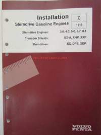 Volvo Penta Installation Sterndrive Gasoline Engines - bensiini käyttöisen sisäperämoottorin asennus, katso tarkemmat mallien merkinnät kuvasta.