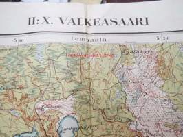 Wiipurin lääni II: X. Valkeasaari (Lempaala, Parkolovo, Lesnoi) -kartta vuodelta 1922, leimattu &quot;Salainen&quot;