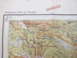 Wiipurin lääni II: X. Valkeasaari (Lempaala, Parkolovo, Lesnoi) -kartta vuodelta 1922, leimattu &quot;Salainen&quot;