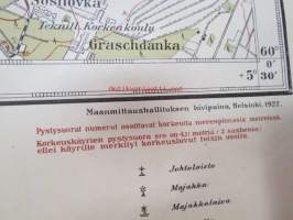 Wiipurin lääni II: X. Valkeasaari (Lempaala, Parkolovo, Lesnoi) -kartta vuodelta 1922, leimattu &quot;Salainen&quot;