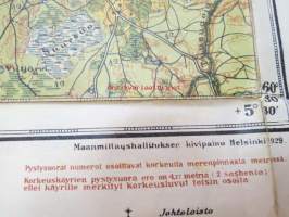 Wiipurin lääni IV: X. Sakkola -kartta vuodelta 1929