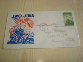 WWII 2. maailmansota U.S. Marine Corps, Iwo Jima valtaus 1945 USA ensipäiväkuori FDC