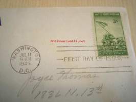 WWII 2. maailmansota U.S. Marine Corps, Iwo Jima valtaus 1945 USA ensipäiväkuori FDC