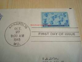 WWII 2. maailmansota U.S. Navy 1945 USA ensipäiväkuori FDC