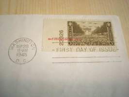 WWII 2. maailmansota U.S. Army 1945 USA ensipäiväkuori FDC