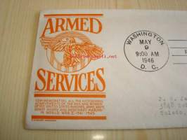 WWII 2. maailmansota Armed Services 9.5.1946 USA ensipäiväkuori FDC 2. maailmansodan veteraanit