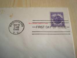 WWII 2. maailmansota Armed Services 9.5.1946 USA ensipäiväkuori FDC 2. maailmansodan veteraanit