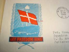 WWII, 2. maailmansota, miehitetyt valtiot: Puola 1943 USA ensipäiväkuori FDC Overrun Country, lähetetty: Pvt. Howard W. Buckley, Squadron A, 21st Training Group,