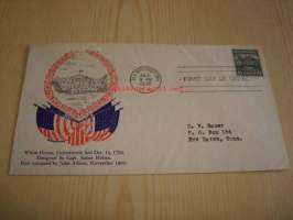 Valkoinen Talo White House 1938 USA ensipäiväkuori FDC