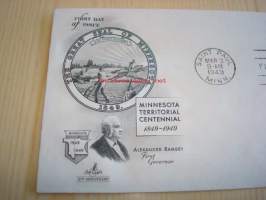 Minnesota 1949 USA ensipäiväkuori FDC