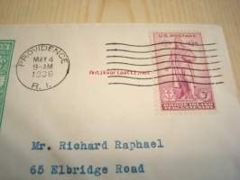 Rhode Island 1636-1936 USA ensipäiväkuori FDC