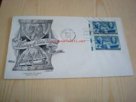 Postimerkki 100-vuotta 1847-1947 USA ensipäiväkuori FDC kahdella postimerkillä