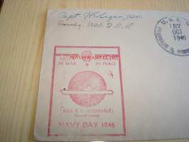 Navy Day 1946 U.S.S. Roosevelt USA ensipäiväkuori FDC lähettäjänä laivan kapteeni?