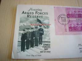Honoring Armed Forces Reserve 1955 USA ensipäiväkuori FDC neljällä postimerkillä