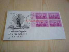Honoring Armed Forces Reserve 1955 USA ensipäiväkuori FDC neljällä postimerkillä