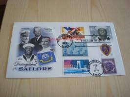 Distinguished Sailors Doris Miller 2010 USA ensipäiväkuori FDC kuudella postimerkillä mm. Purple Heart, vuoden 1945 Navy ja vuoden 1946 2. maailmansodan