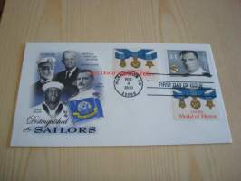 Distinguished Sailors Doris John McCloy 2010 USA ensipäiväkuori FDC kolmella postimerkillä mm. kaksi Medal of Honor postimerkkiä