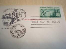 Minnesota 1958 USA ensipäiväkuori FDC harvinaisempi versio