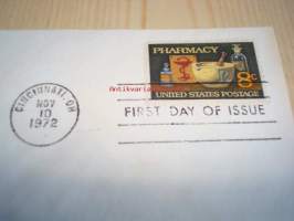 Apteekkari American Pharmacy 1972 USA ensipäiväkuori FDC