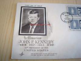 Presidentti John F. Kennedy 1964 USA ensipäiväkuori FDC neljällä postimerkillä