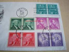 Presidentti Andrew Jackson 1959 USA ensipäiväkuori FDC kymmenellä postimerkillä