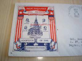 150th Anniversary Adoption of the Constitution 1787-1937 USA ensipäiväkuori FDC