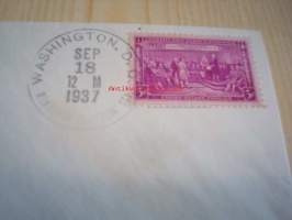 150th Anniversary Adoption of the Constitution 1787-1937 USA ensipäiväkuori FDC