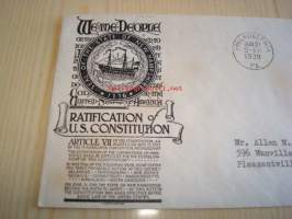 Ratification of U.S. Constitution 1788-1938 USA ensipäiväkuori FDC