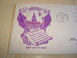 U.S. Constitution 1787-1937 USA ensipäiväkuori FDC kahdella postimerkillä
