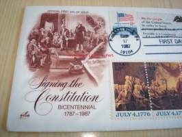 Signing the Constitution 1787-1987 USA ensipäiväkuori FDC seitsemällä erilaisella postimerkillä