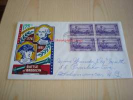 Battle of Brooklyn 1951 USA FDC ensipäiväkuori neljällä postimerkillä