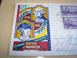 Battle of Brooklyn 1951 USA FDC ensipäiväkuori neljällä postimerkillä