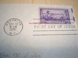Battle of Brooklyn 1951 USA FDC ensipäiväkuori