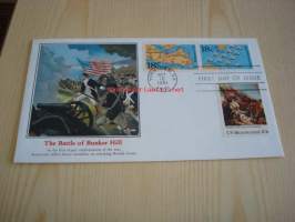 Battle of Bunker Hill 1981 USA FDC ensipäiväkuori kolmella erilaisella postimerkillä