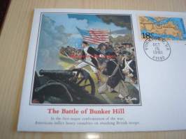 Battle of Bunker Hill 1981 USA FDC ensipäiväkuori kolmella erilaisella postimerkillä