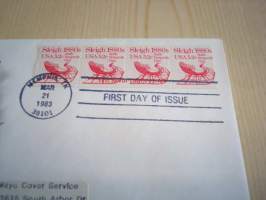 Resiina Hand Car 1983 USA FDC ensipäiväkuori neljällä postimerkillä