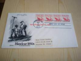 Resiina Hand Car 1983 USA FDC ensipäiväkuori neljällä postimerkillä