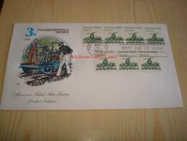 Resiina Hand Car 1983 USA FDC ensipäiväkuori seitsemällä postimerkillä, American Postal Arts Society Limited Edition