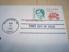 Postivaunut Stagecoach 1982 USA FDC ensipäiväkuori