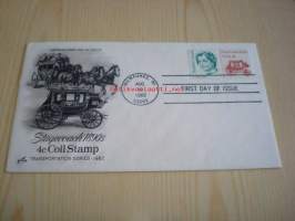 Postivaunut Stagecoach 1982 USA FDC ensipäiväkuori