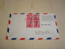 Kenraali Pulaski 1931 USA ensipäiväkuori FDC neljällä postimerkillä